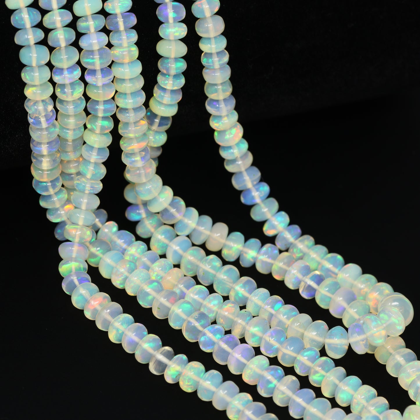 White Ethiopian Opal 5mm – 6mm Smooth Rondelles Bead Strand