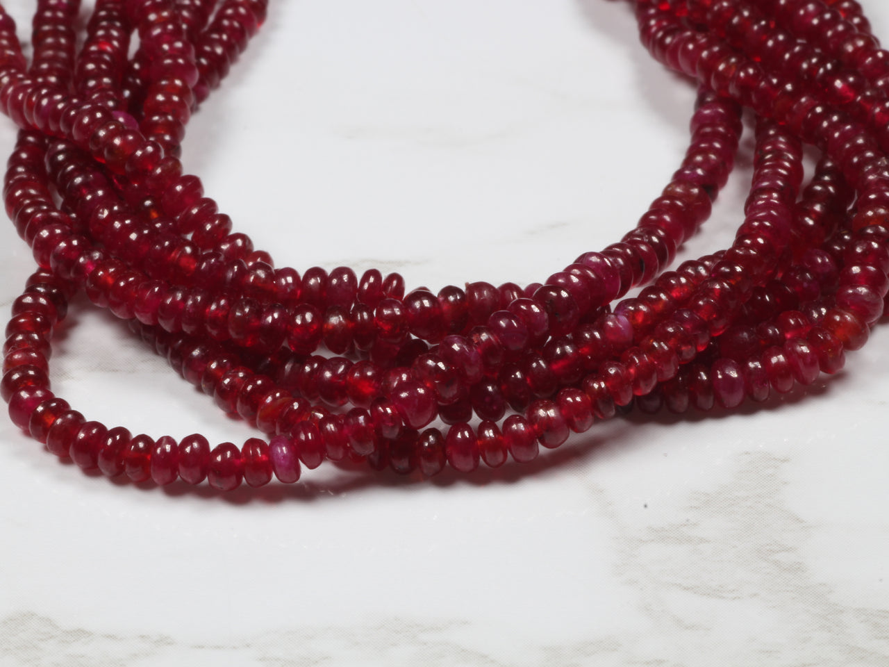 Red Ruby 3mm Smooth Rondelles Bead Strand