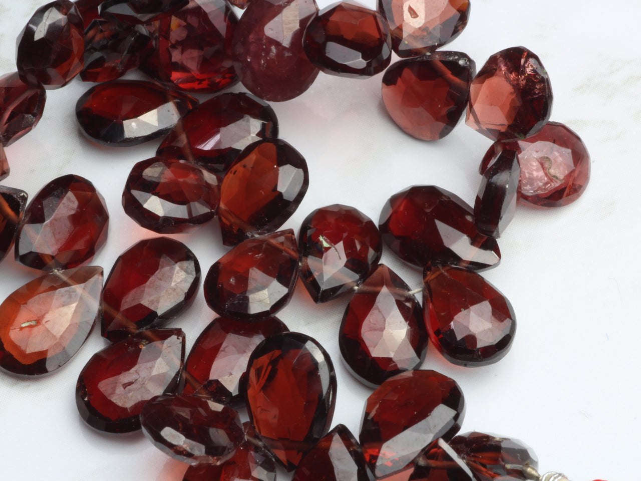 Red Garnet 9x7mm Faceted Pear Shaped Briolettes