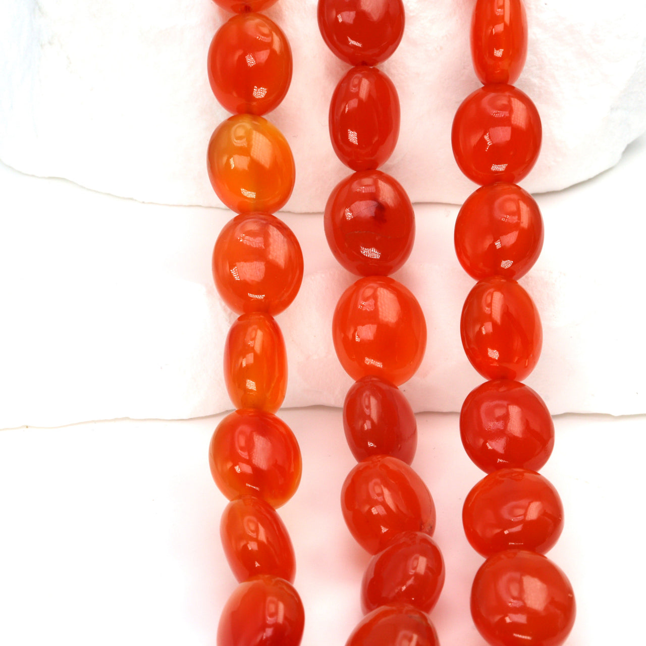 Orange Carnelian 12x10mm Smooth Ovals Bead Strand