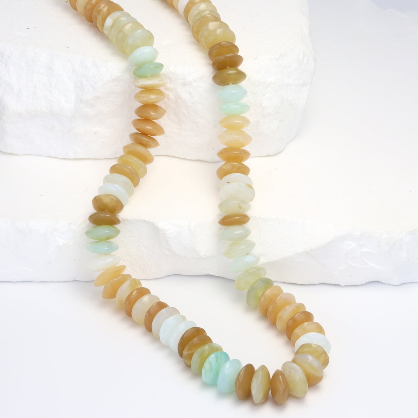 Ombre Blue Peruvian Opal 8mm German Cut Faceted Rondelles