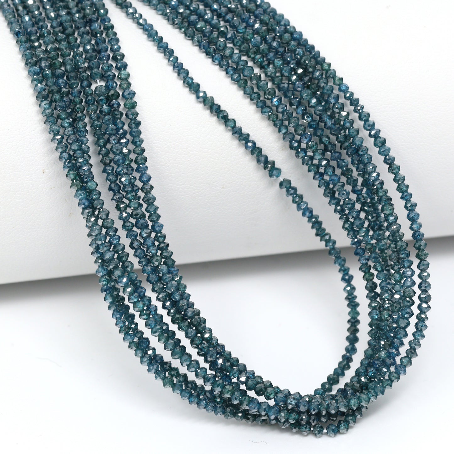 Blue Diamond 1.8mm Hand Faceted Rondelles Bead Strand