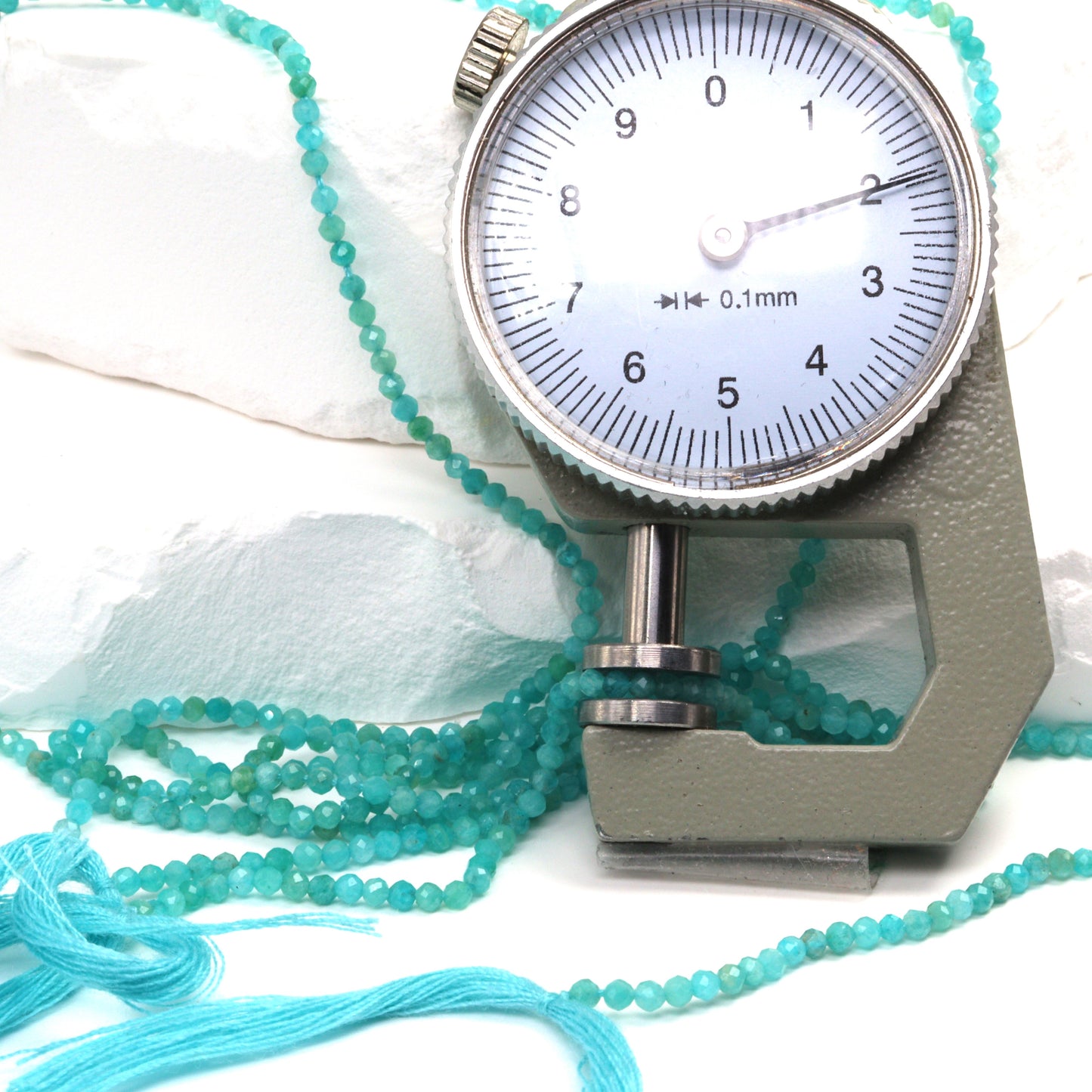 Blue Amazonite 2mm Faceted Rounds Bead Strand