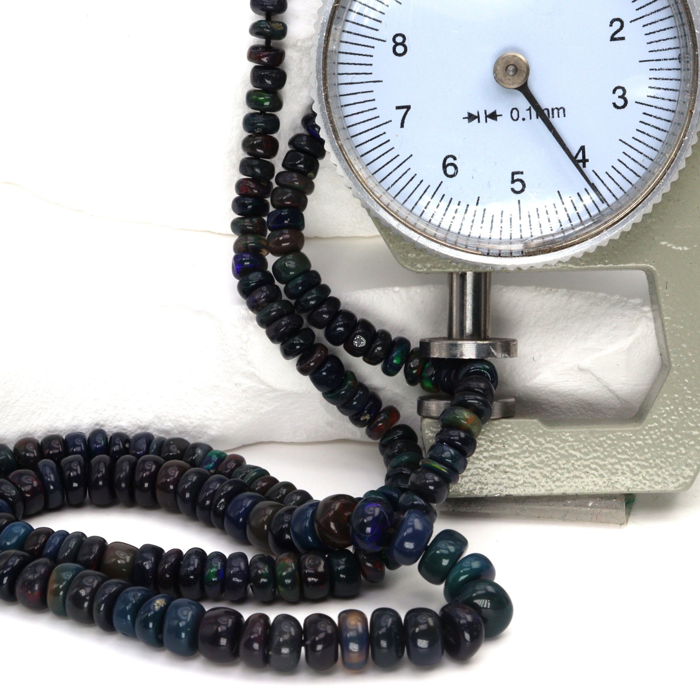 Black Ethiopian Opal 4mm Smooth Rondelles Bead Strand