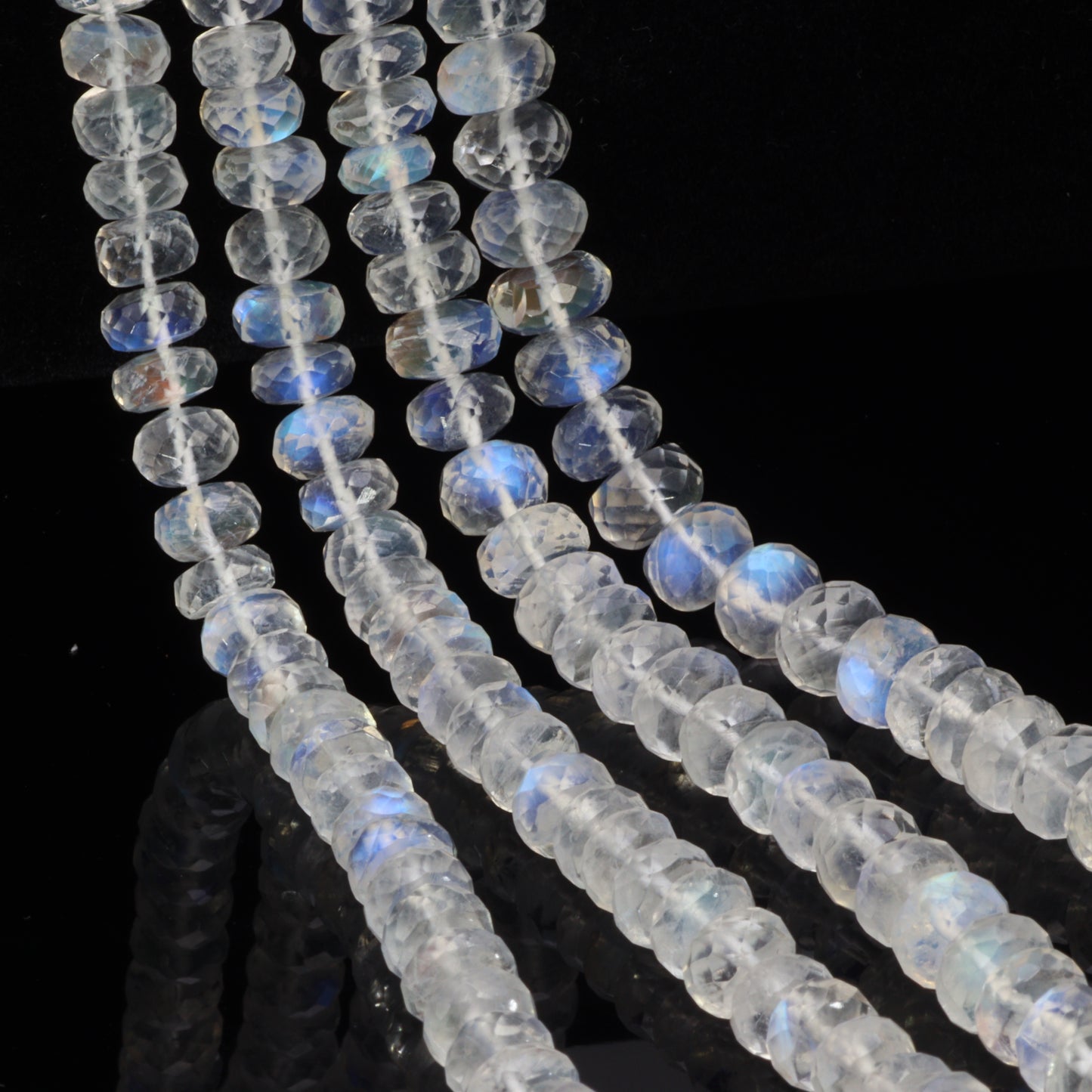 AAA Blue Rainbow Moonstone 6mm Faceted Rondelles