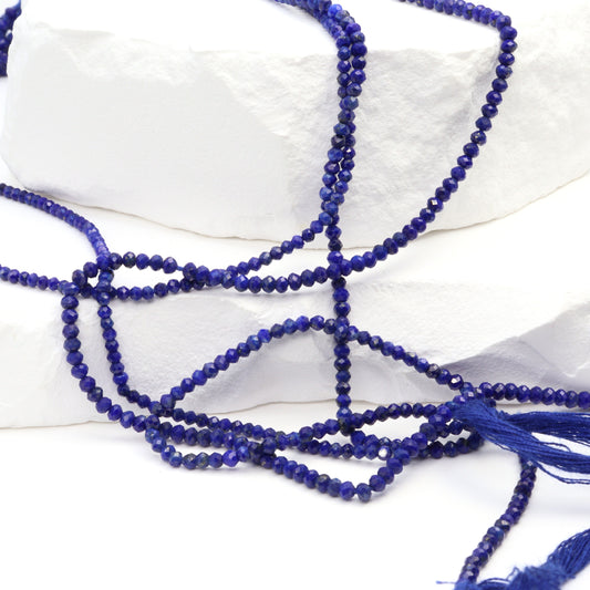 Royal Blue Lapis Lazuli 2mm Faceted Rondelles Bead Strand