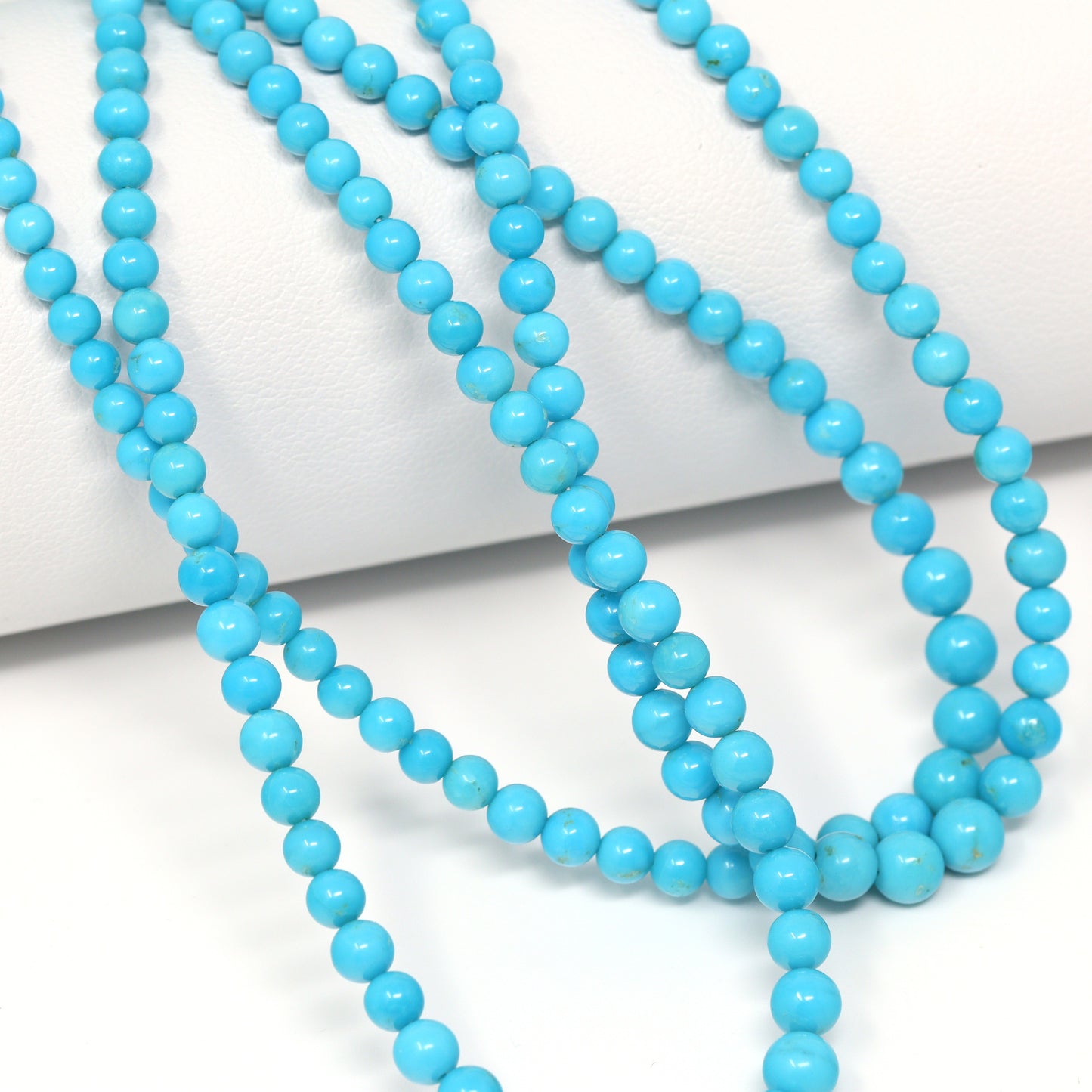 Natural Blue Turquoise 3mm – 4mm Smooth Rounds Bead Strand