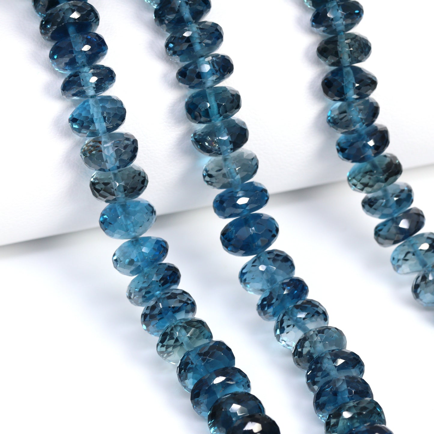 London Blue Topaz 9mm Faceted Rondelles Bead Strand