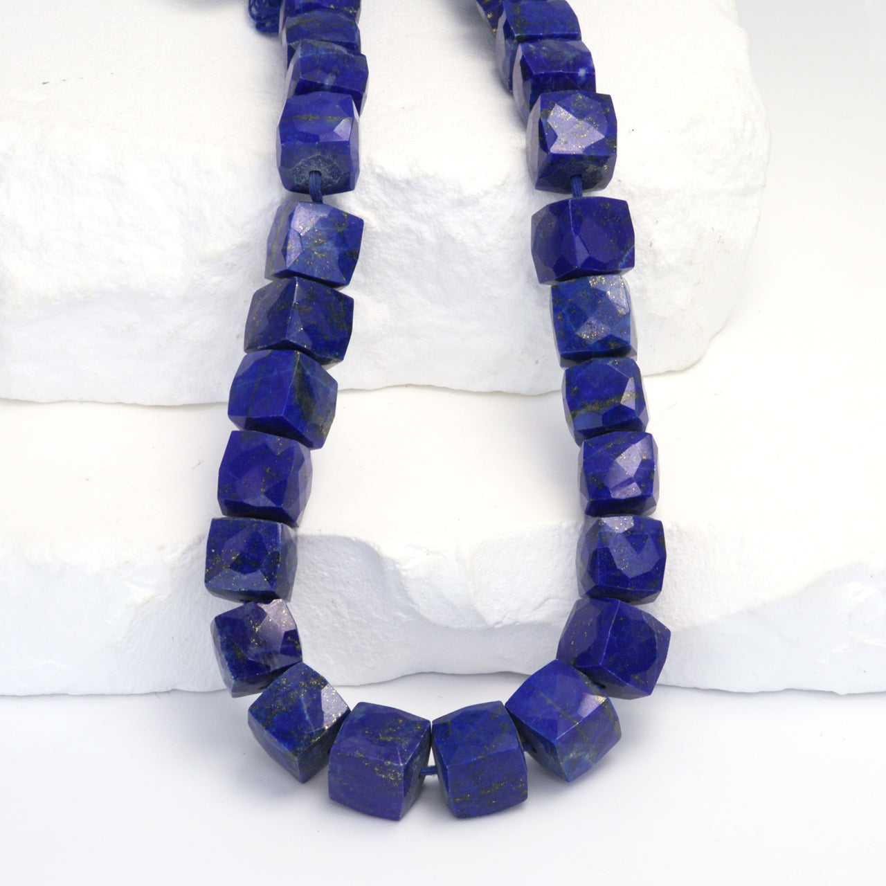 Royal Blue Lapis Lazuli 8mm Faceted Cubes Bead Strand