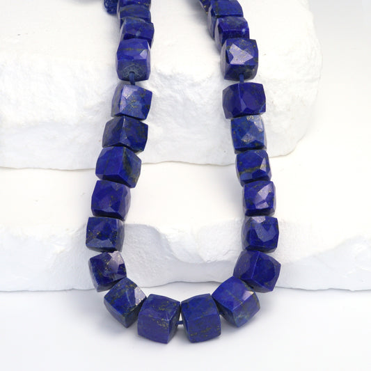 Royal Blue Lapis Lazuli 8mm Faceted Cubes Bead Strand