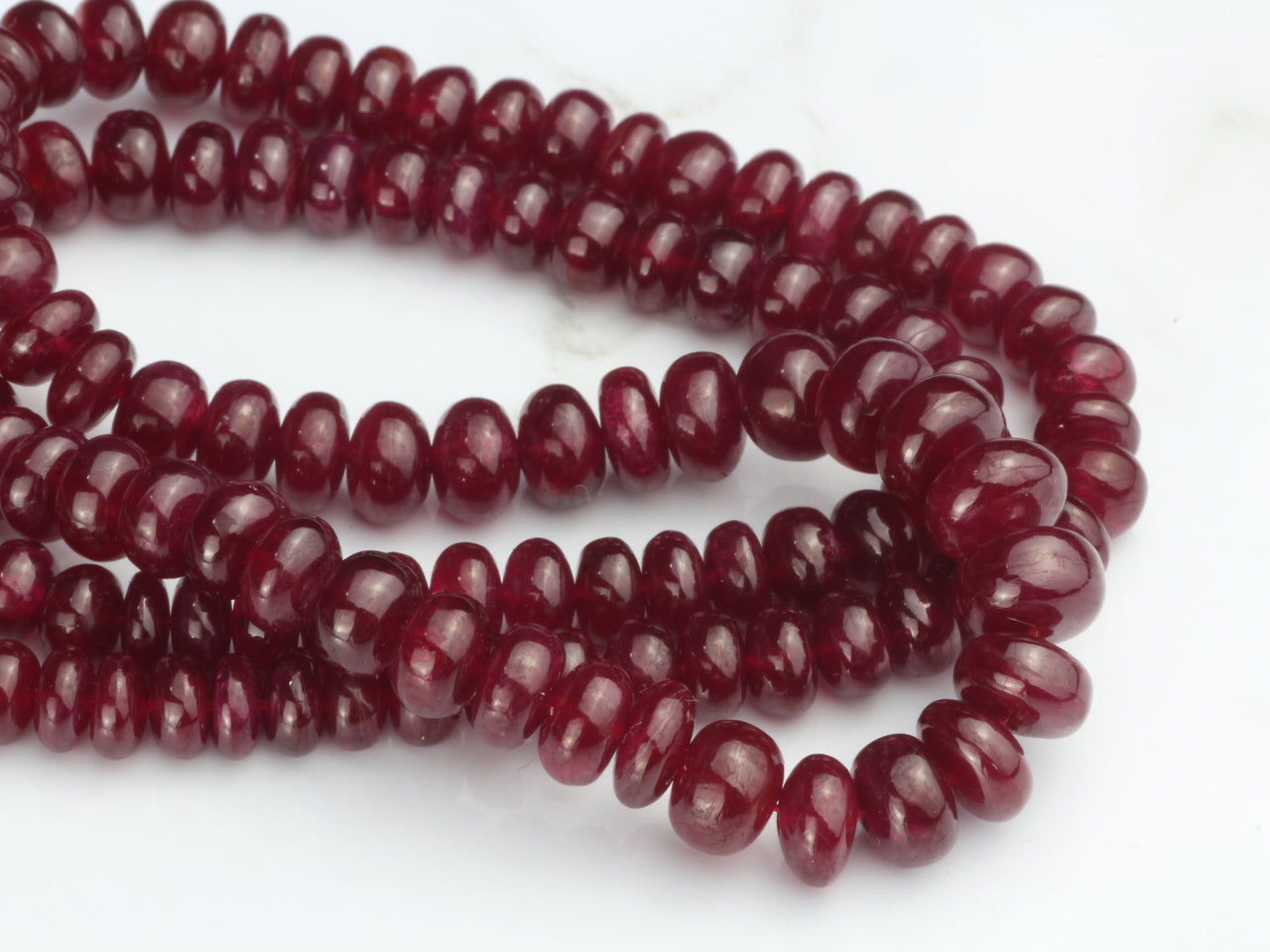 Red Ruby 4.5mm - 6.5mm Smooth Rondelles Bead Strand