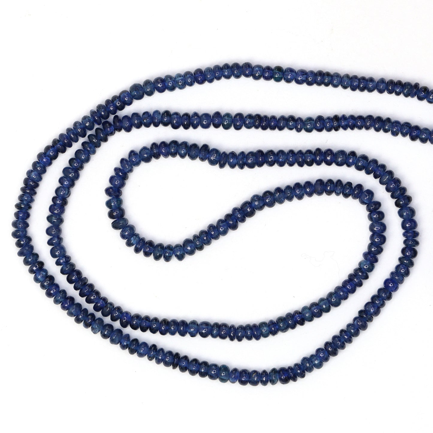 Royal Blue Sapphire 2.5mm -  3mm Smooth Rondelles Bead Strand