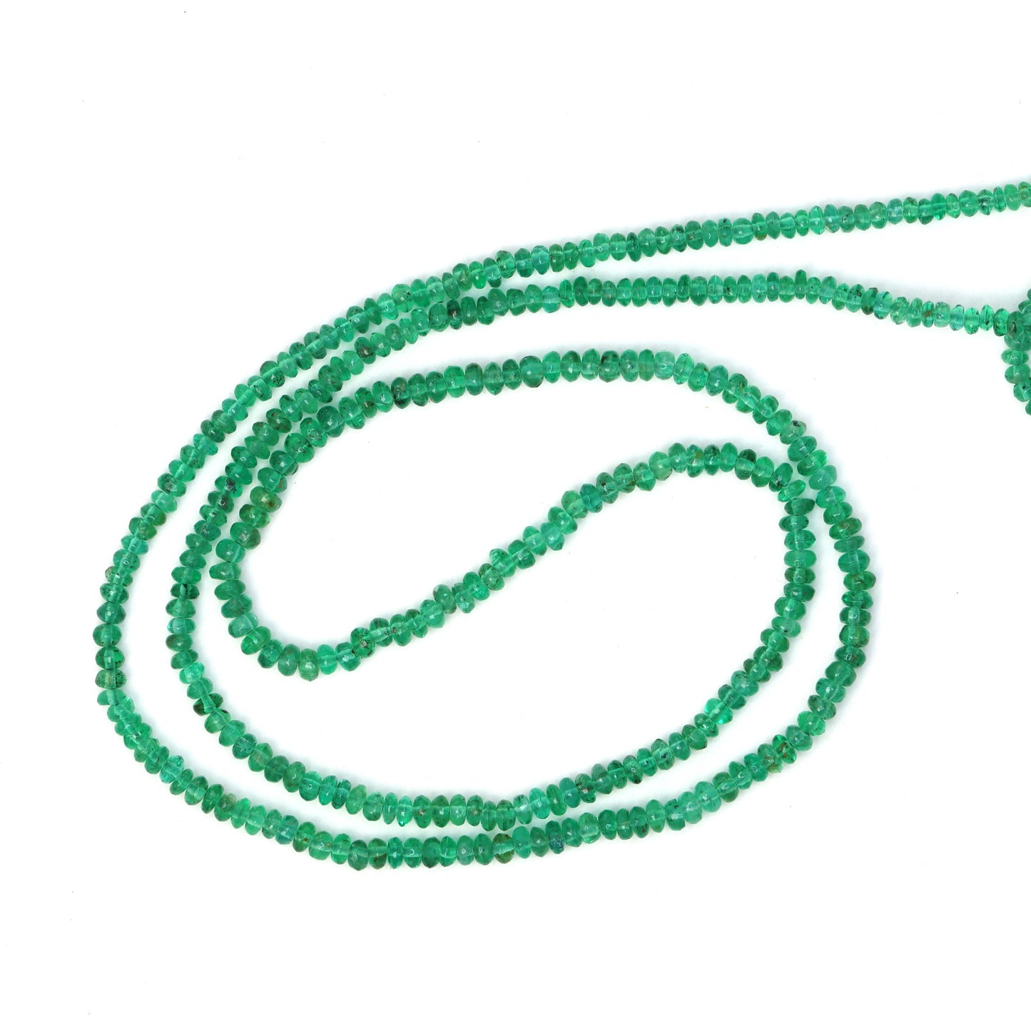 Green Emerald 2mm - 2.5mm Smooth Rondelles Bead Strand