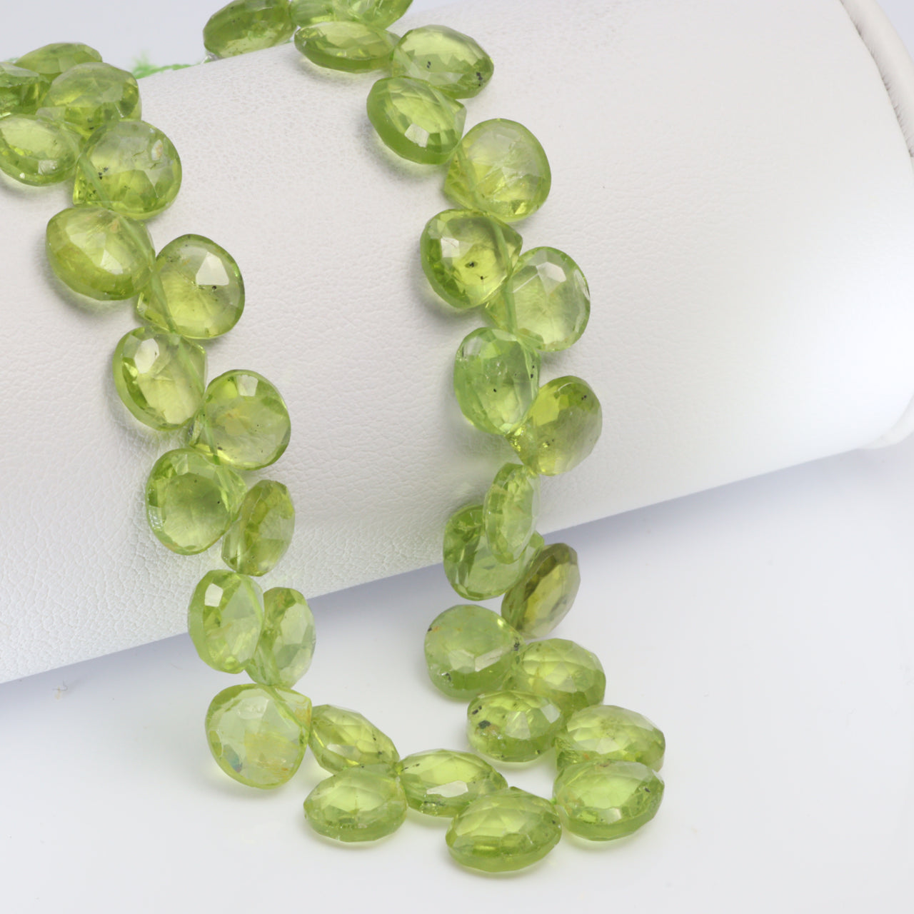 Green Peridot 7mm Faceted Heart Shaped Briolettes