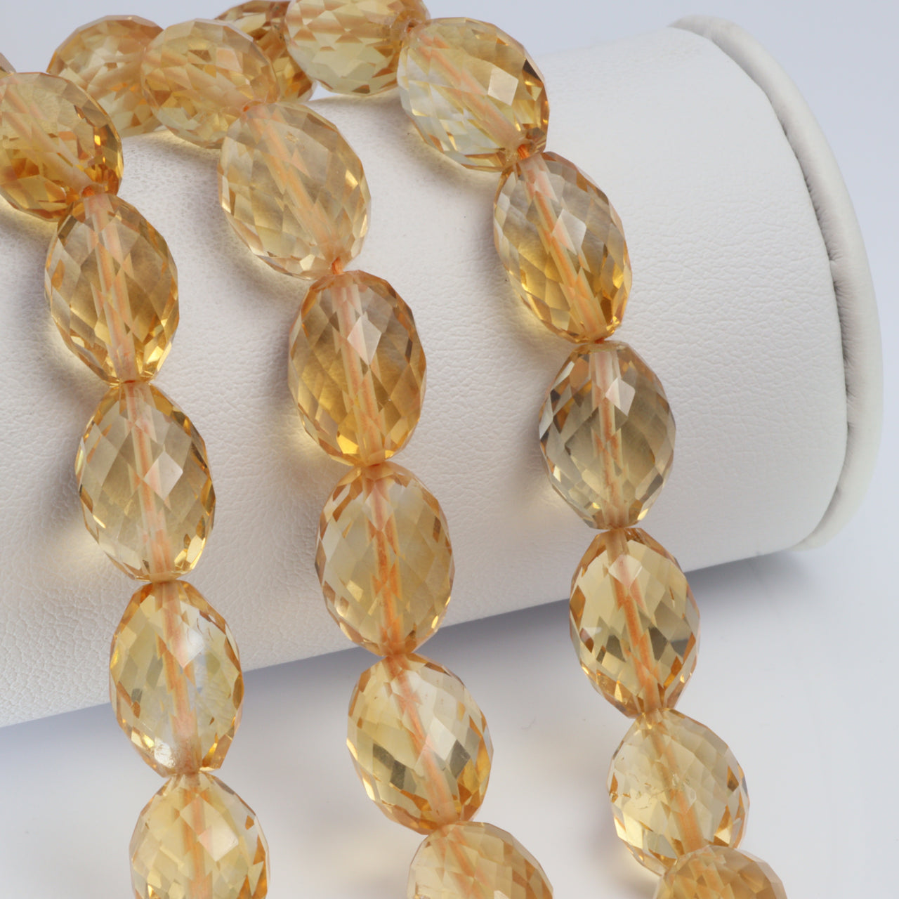 Yellow Citrine 14x10mm Faceted Drums Bead Strand