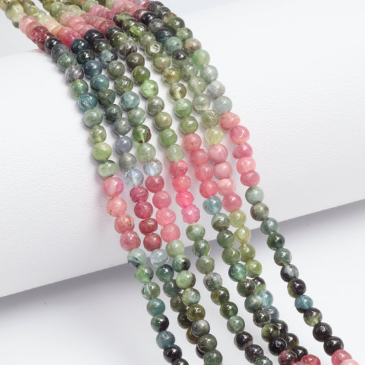 Watermelon Tourmaline 3.5mm Smooth Rounds Bead Strand