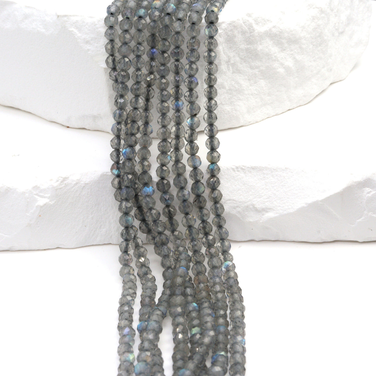 Blue Labradorite 3mm Faceted Rounds Bead Strand