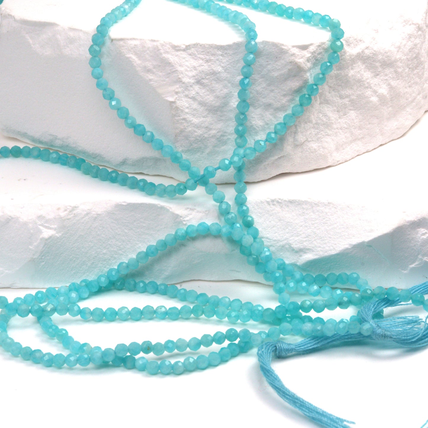 Blue Amazonite 2.5mm Faceted Rounds Bead Strand