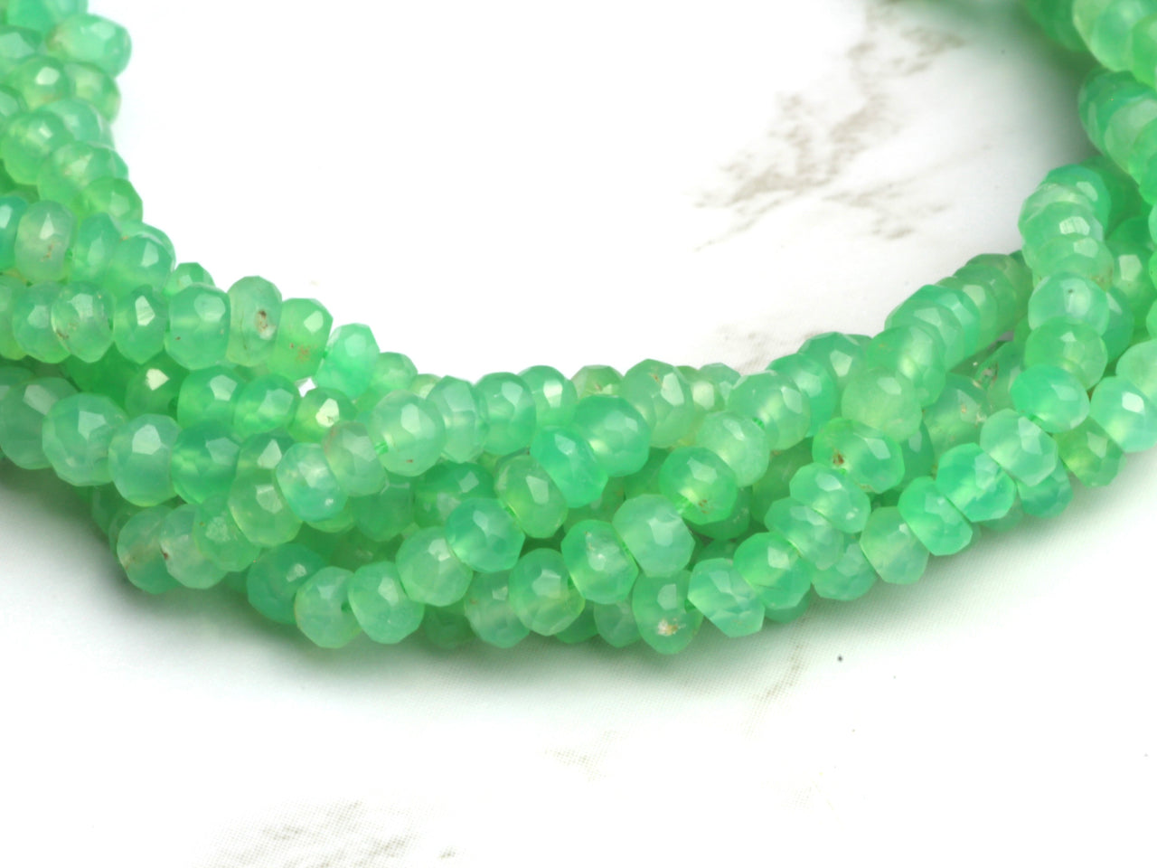 Chrysoprase 3mm Faceted Rondelles