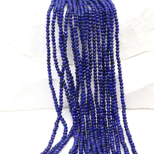 Royal Blue Lapis Lazuli 2mm Faceted Rounds Bead Strand