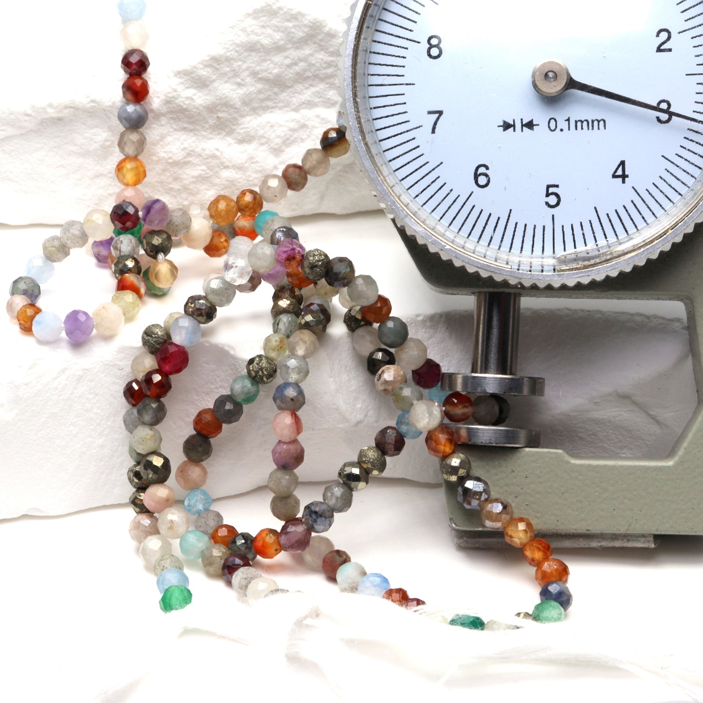 Rainbow Multi Semi Precious 3mm Faceted Rounds