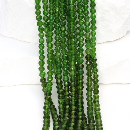 Green Chrome Diopside 3.5mm Faceted Rounds Bead Strand