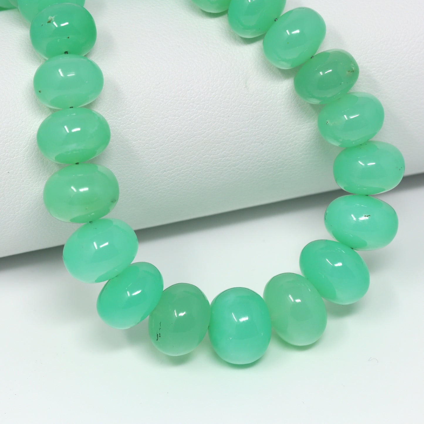 Apple Green Chrysoprase 10mm – 12mm Smooth Rondelles Bead Strand