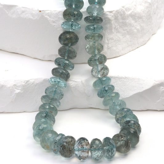 Blue Moss Aquamarine 9mm Faceted Rondelles