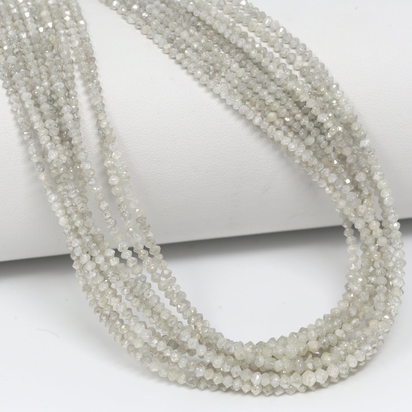 Gray Diamond 1.5mm – 2.5mm Hand Faceted Rondelles Bead Strand
