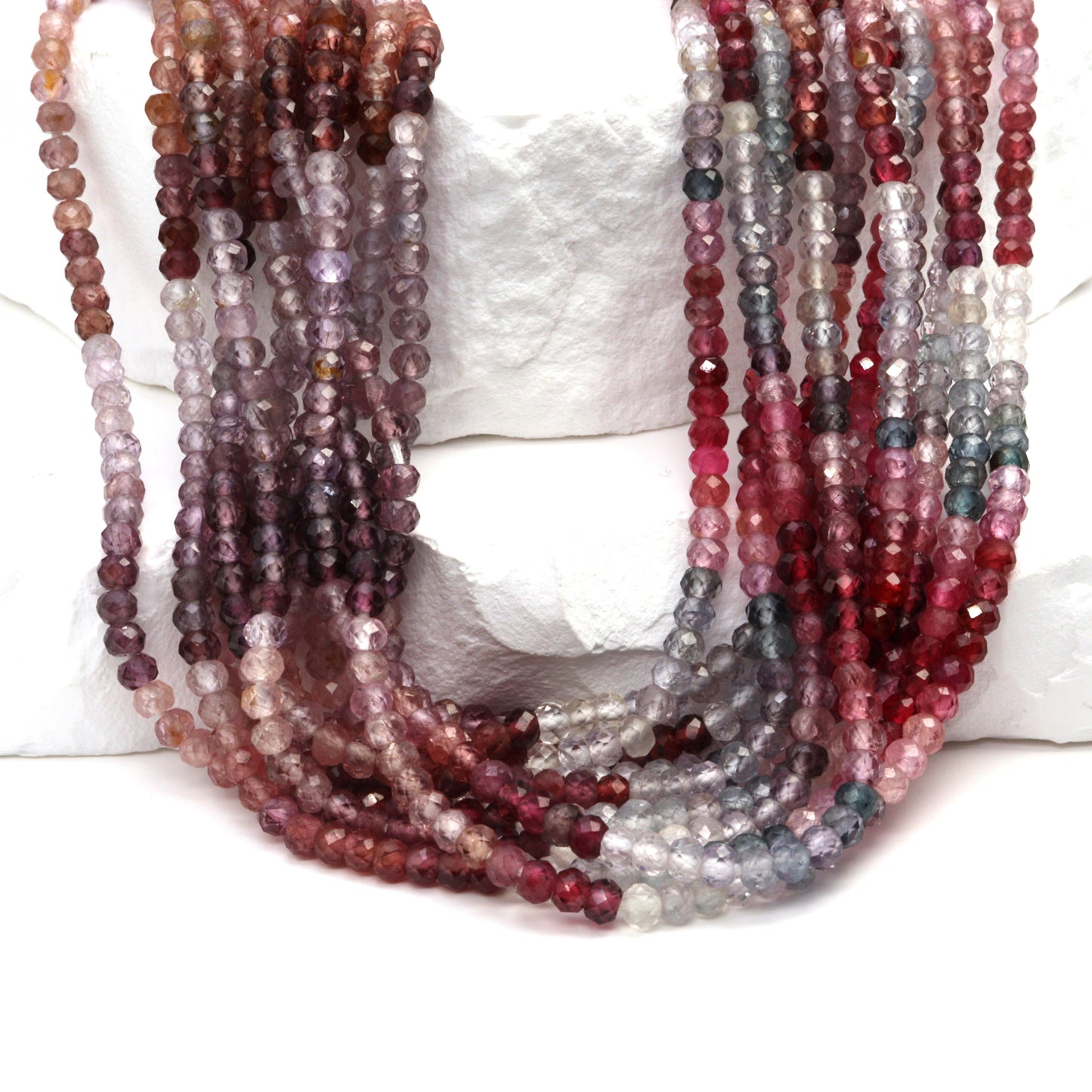 Multi Spinel 3mm Faceted Rondelles Bead Strand