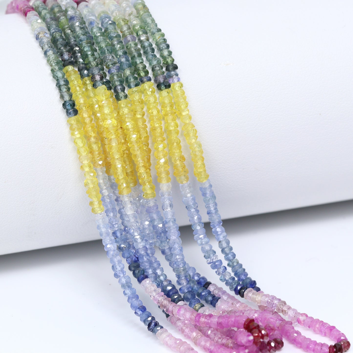 Multi Sapphire 2.5mm Hand Faceted Rondelles Bead Strand