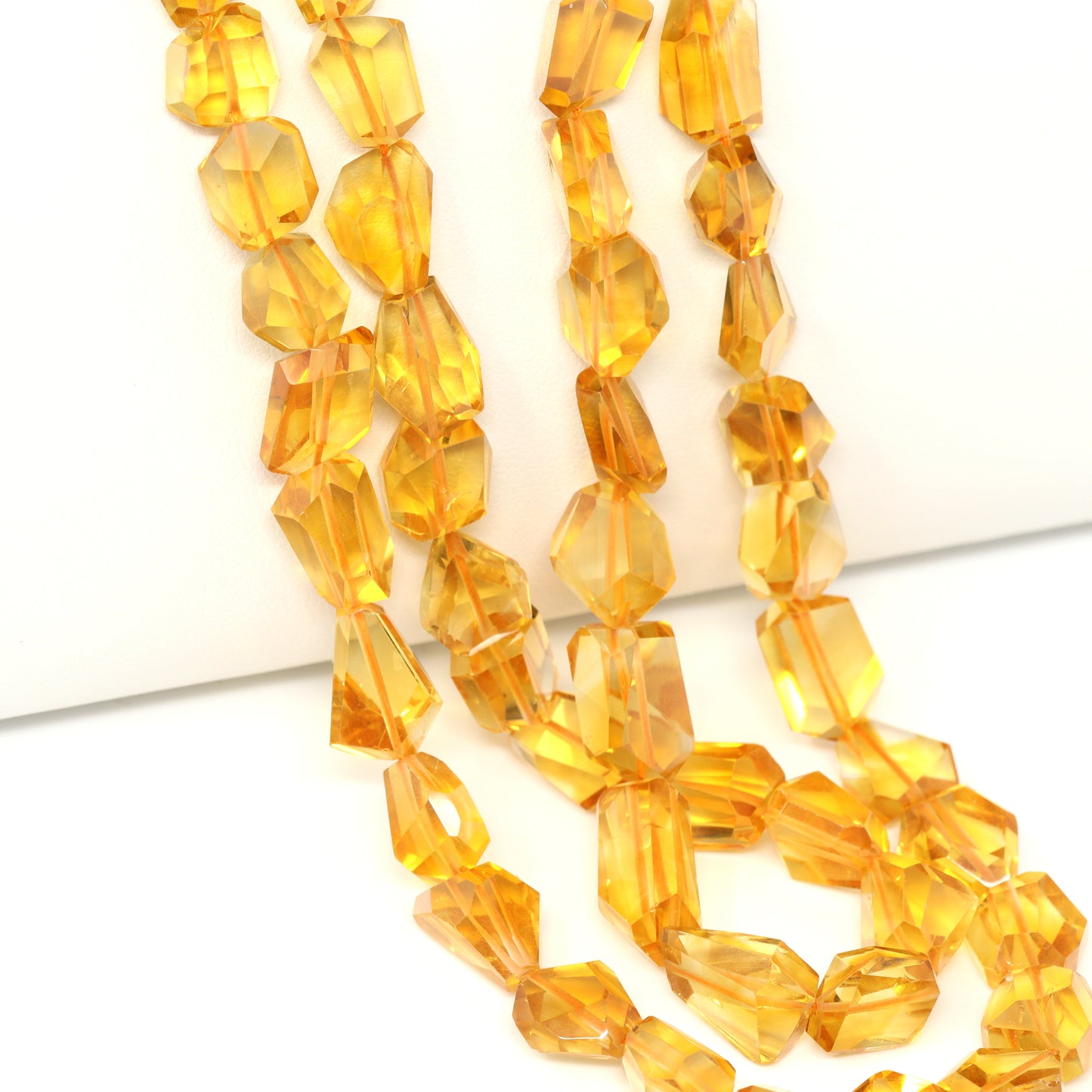 Yellow Citrine 8mm – 11mm Faceted Nuggets Bead Strand