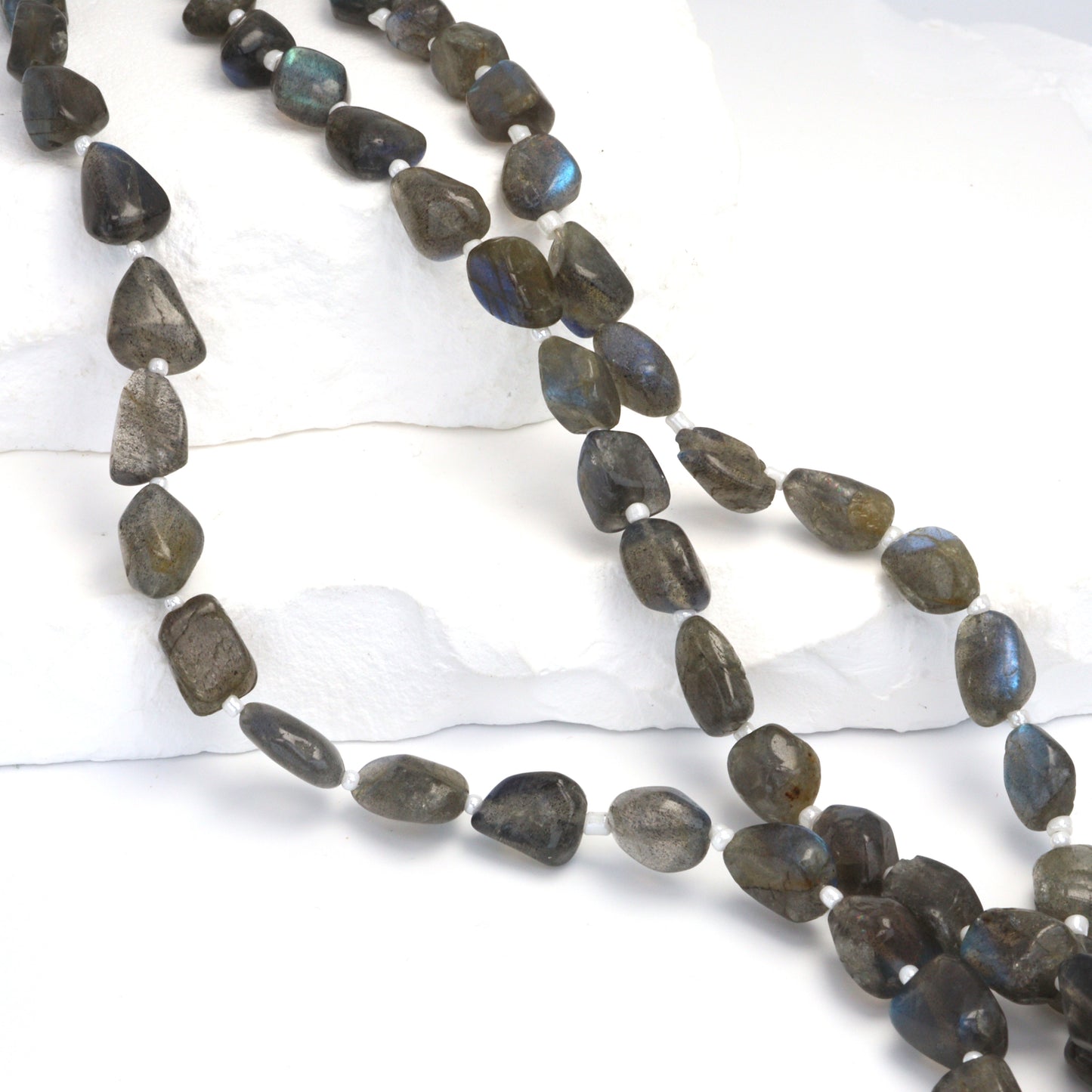 Labradorite 12x9mm Smooth Nuggets Bead Strand