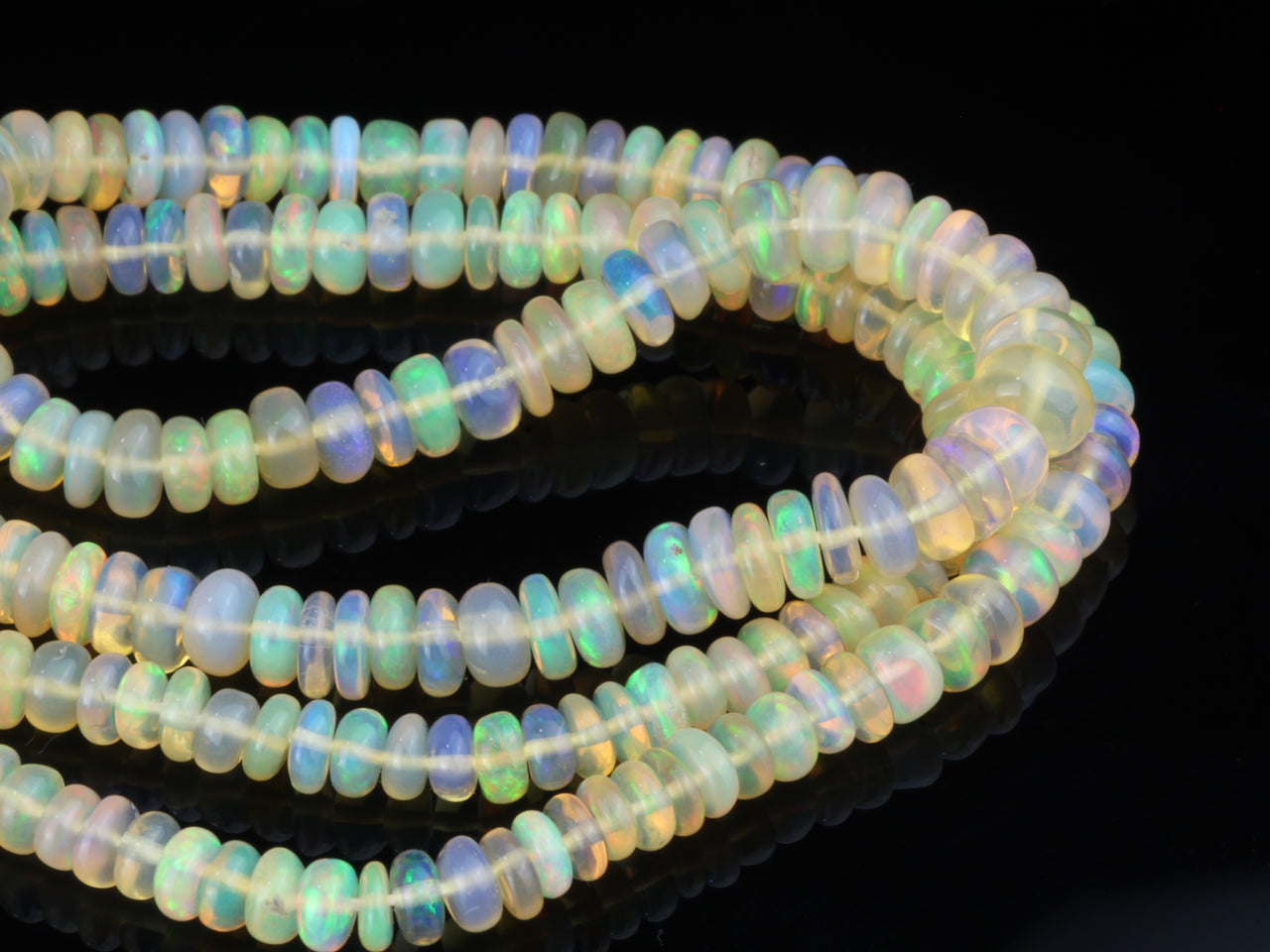 Yellow Ethiopian Opal 4mm - 5mm Smooth Rondelles Bead Strand