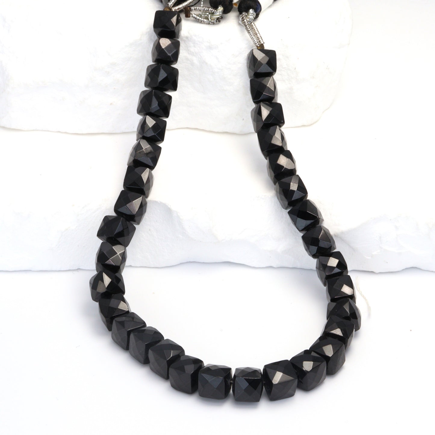 Black Spinel 6mm Faceted Cubes