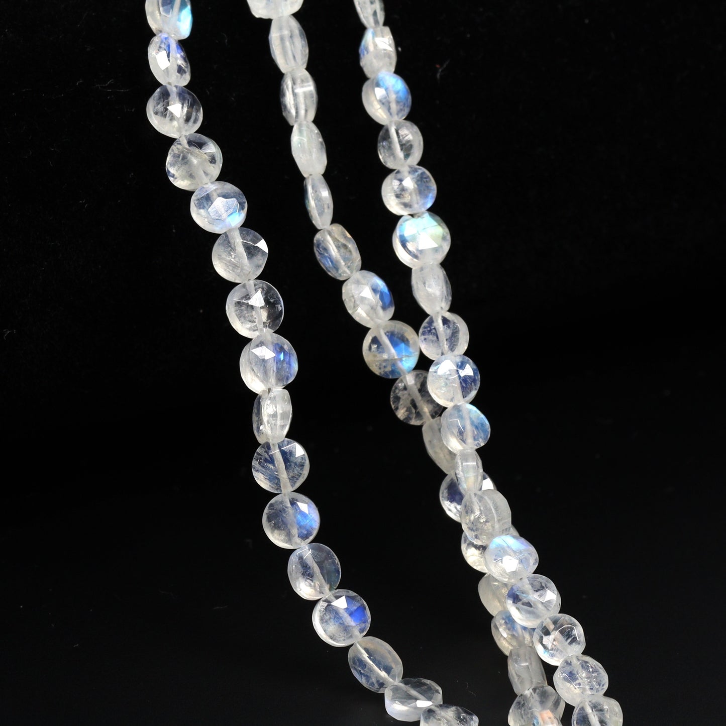 Rainbow Moonstone 5mm Faceted Coins Bead Strand