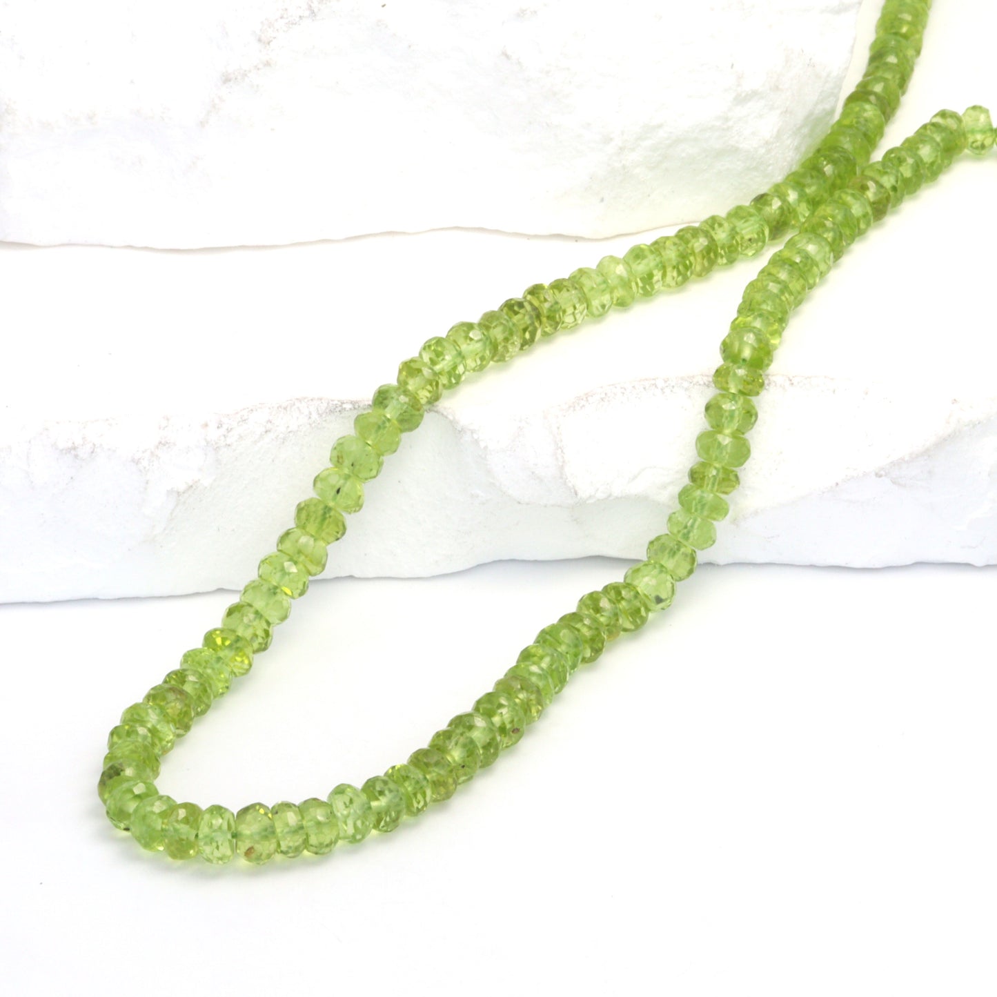 Green Peridot 5mm Faceted Rondelles Bead Strand