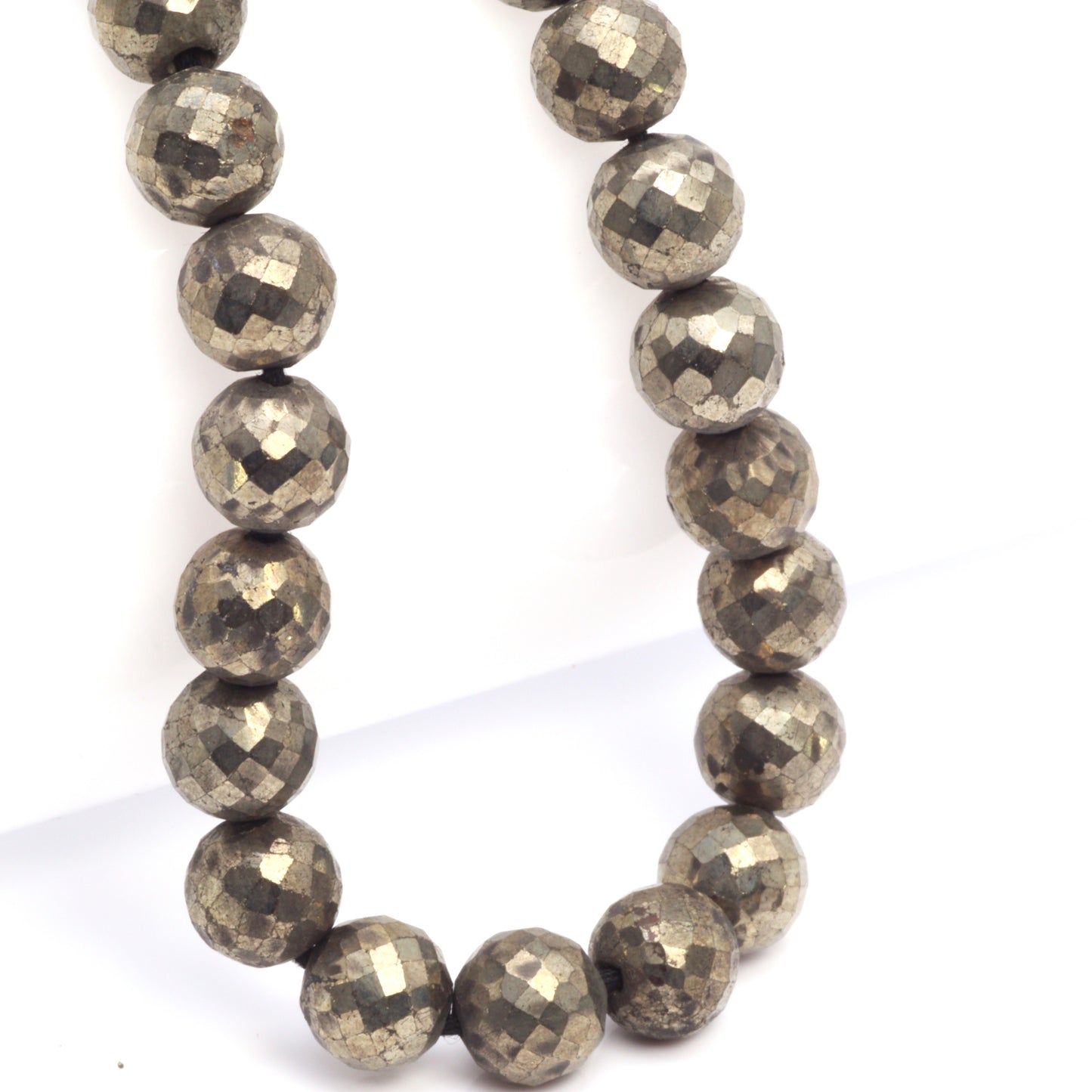 Natural Bronze Pyrite 8mm Faceted Rounds Bead Strand