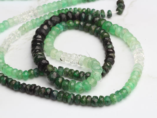 Ombre Green and White Emerald 3mm Faceted Rondelles