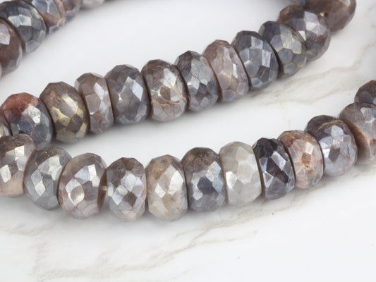 Coated Multi Moonstone 8mm Faceted Rondelles
