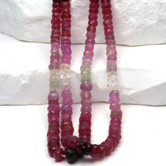Ombre Red and Pink Ruby 4mm Faceted Rondelles