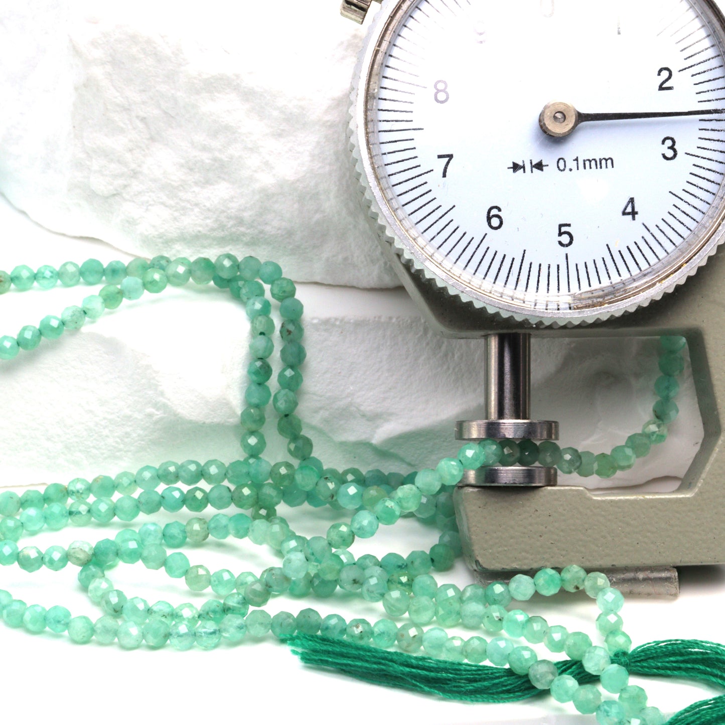 Light Green Emerald 2.5mm Faceted Rounds Bead Strand