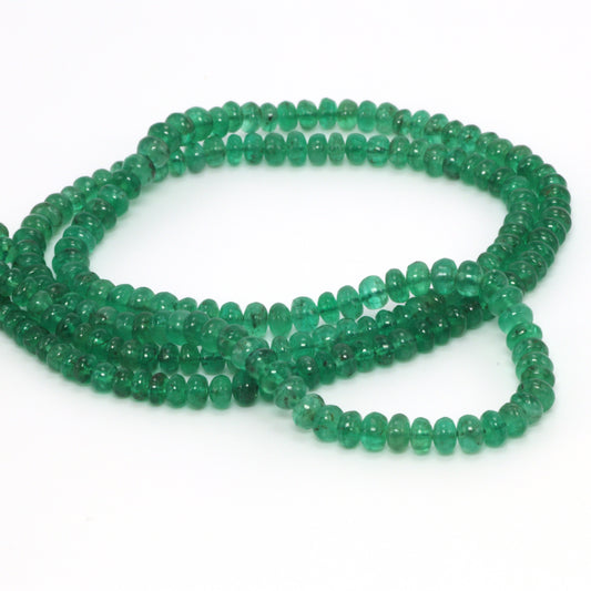 Green Emerald 3mm - 3.5mm Smooth Rondelles Bead Strand