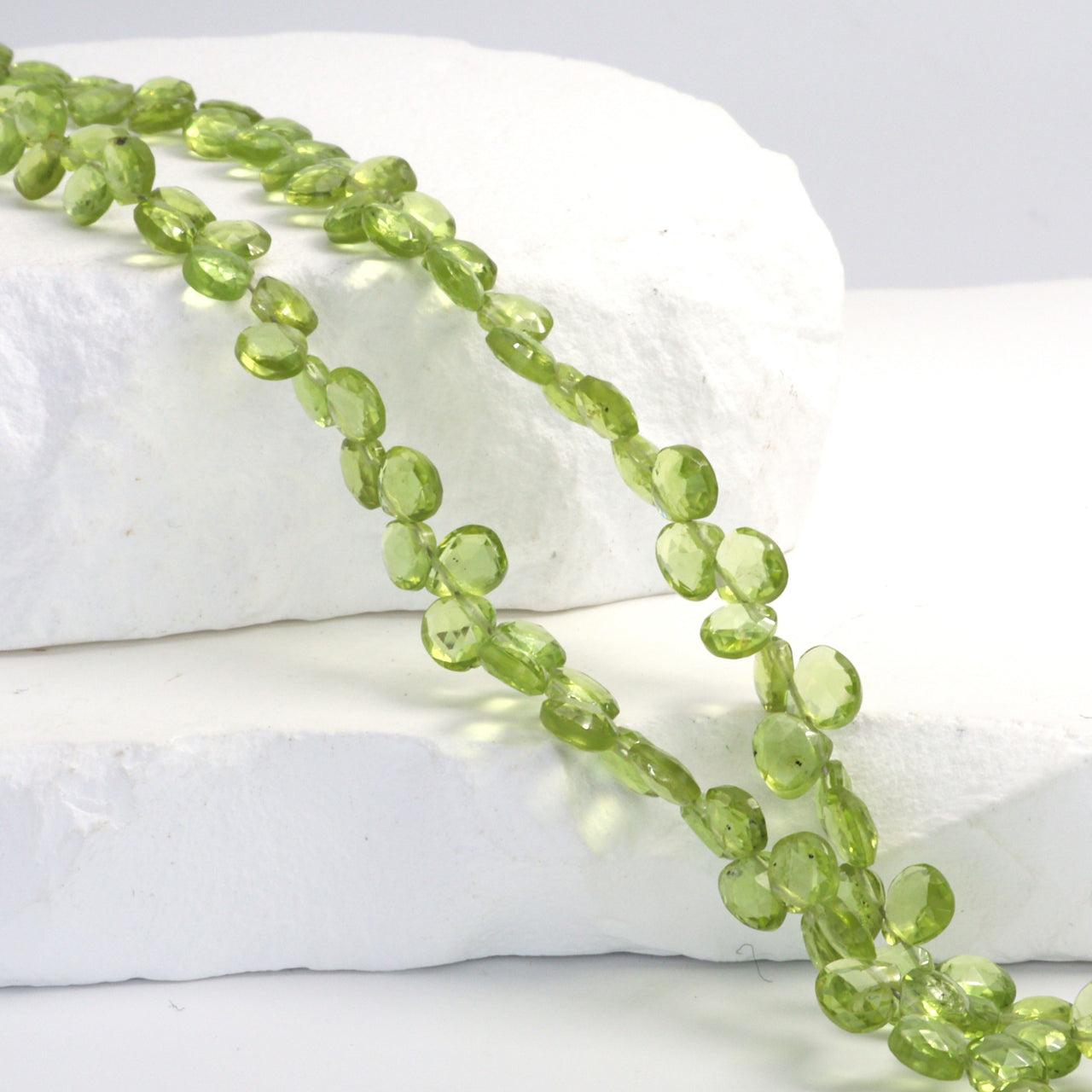 Green Peridot 5mm Faceted Heart Shaped Briolettes