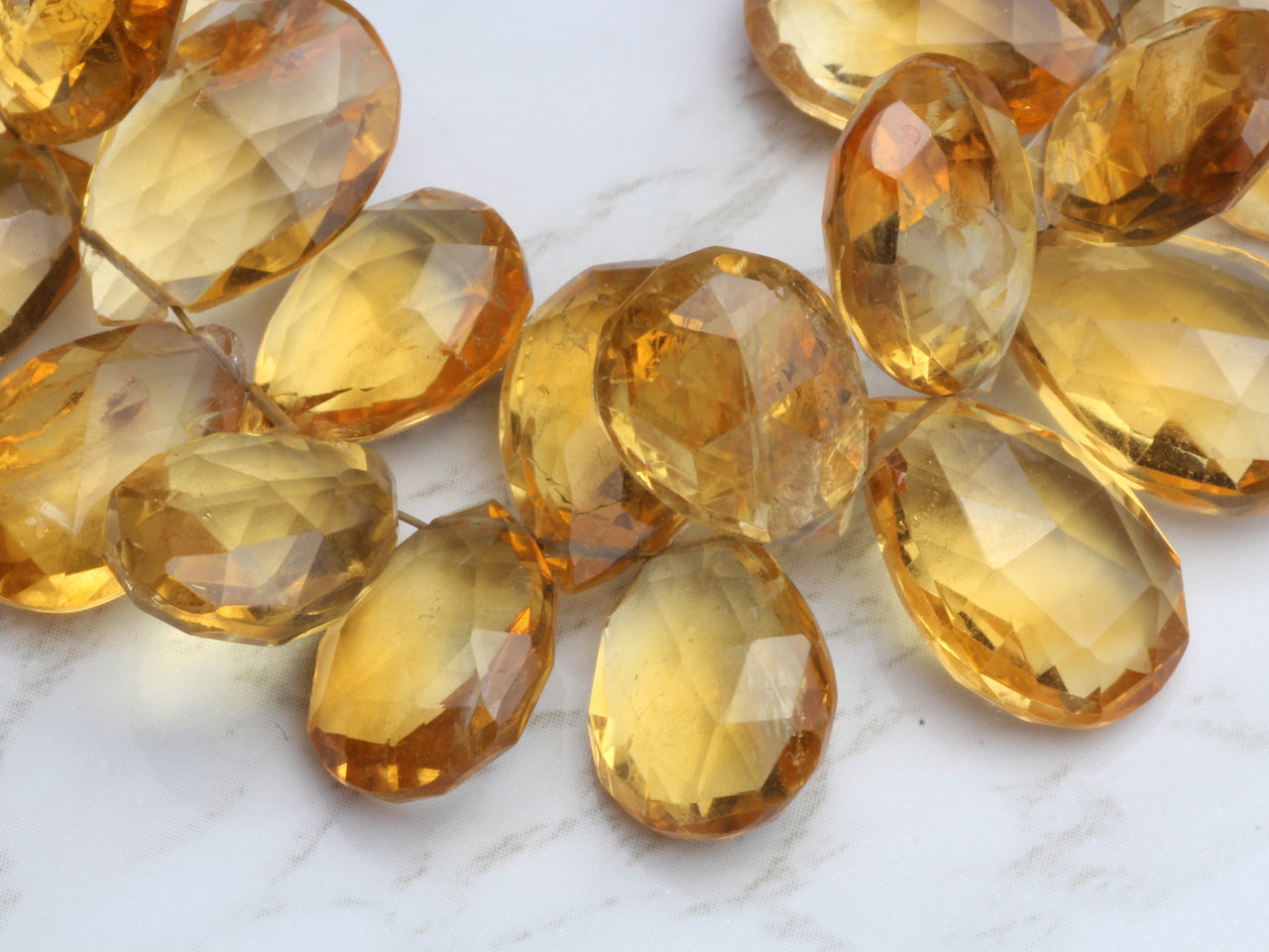 Yellow Citrine 11x9mm Faceted Pear Shaped Briolettes