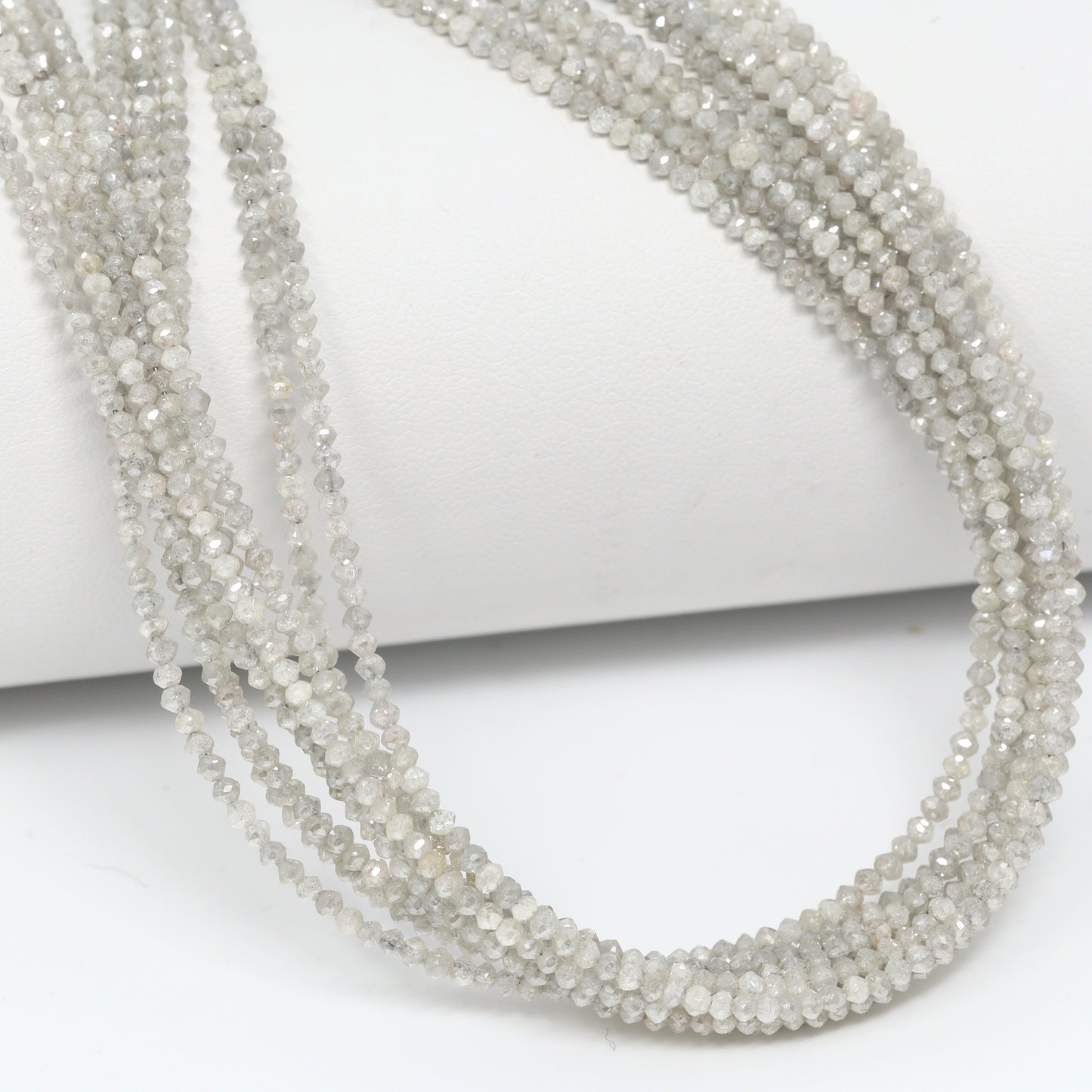 Gray Diamond 2mm Hand Faceted Rondelles Bead Strand