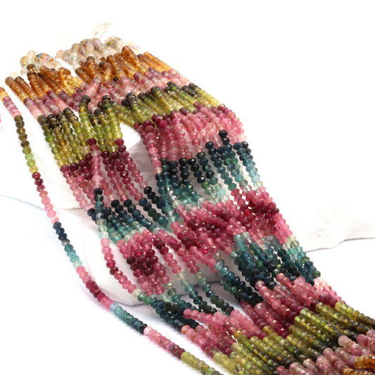 Watermelon Tourmaline 3mm Faceted Rondelles