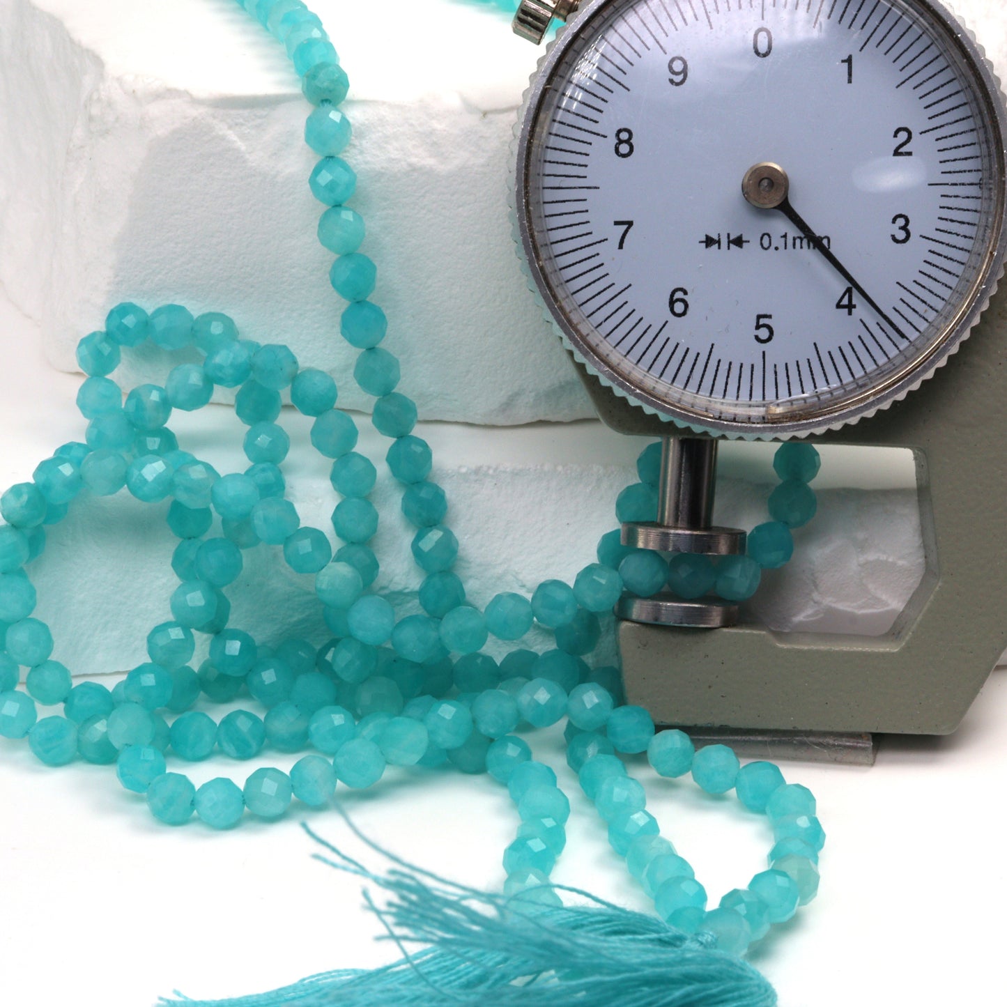 Blue Amazonite 4mm Faceted Rounds Bead Strand