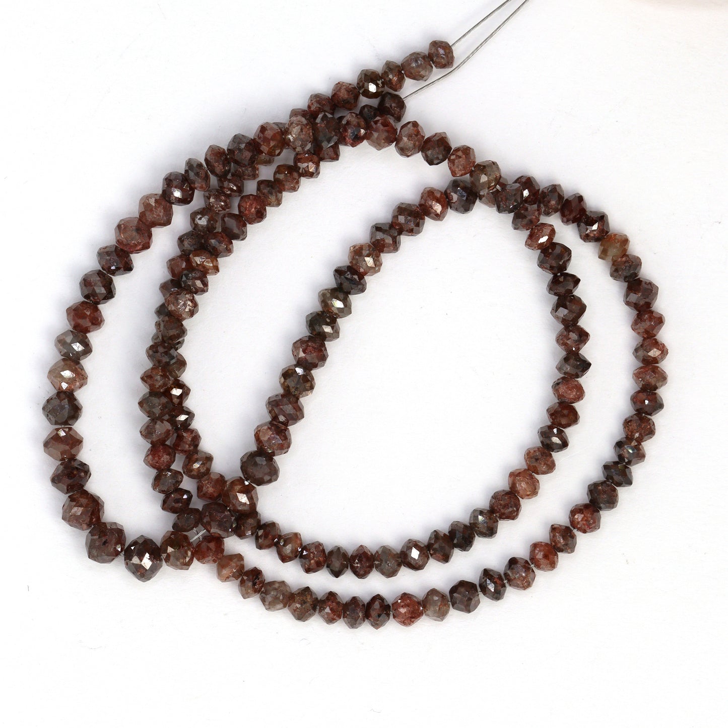 Brown Diamond 3.5mm - 4.5mm Hand Faceted Rondelles Bead Strand