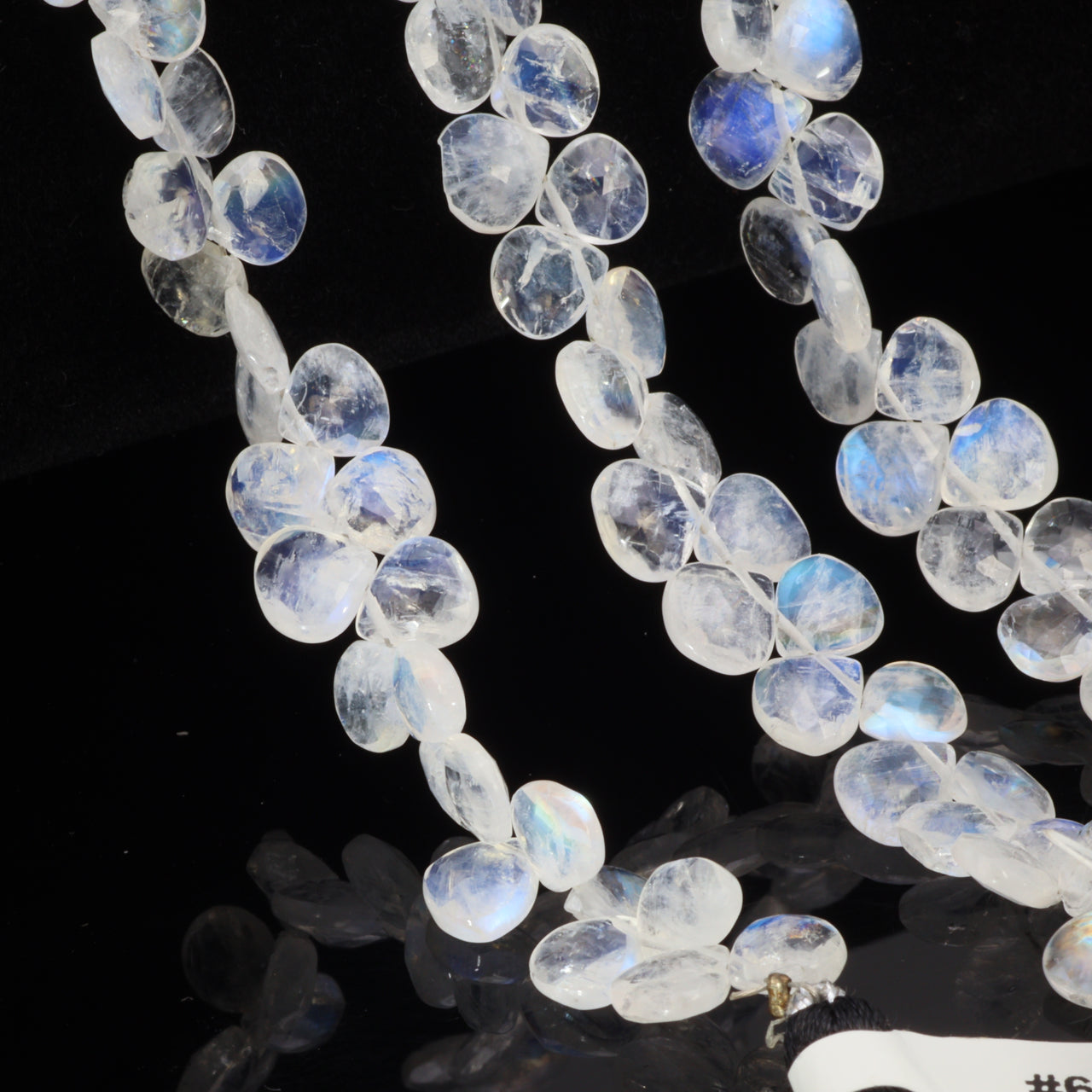 Blue Rainbow Moonstone 6mm Faceted Heart Shaped Briolettes